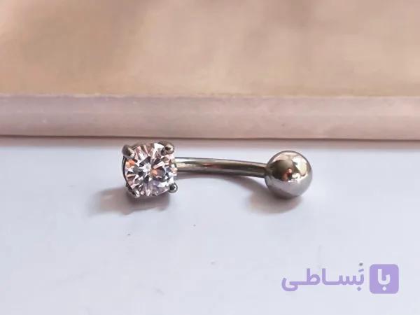 پیرسینگ ناف دایره تک نگین — تصویر 1