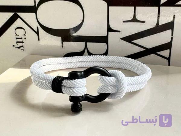 دستبند امگا طنابی سفید کد 11098 — تصویر 1