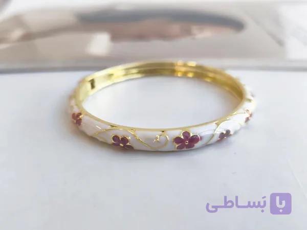 دستبند میناکاری سفید دخترانه استیل کد 10986 — تصویر 1