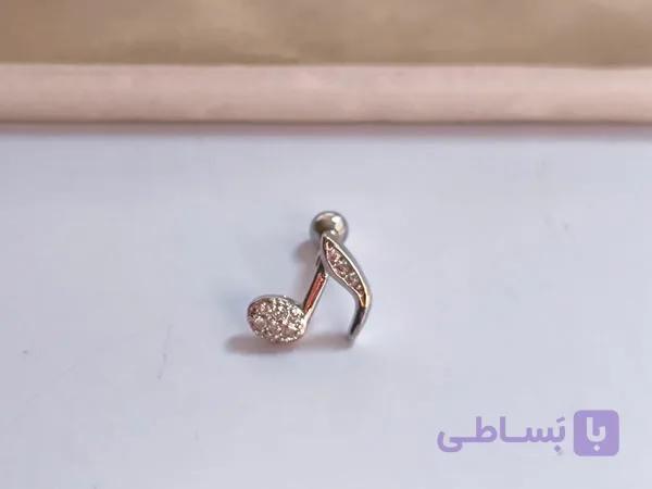 پیرسینگ نوت موسیقی نگینی استیل — تصویر 1