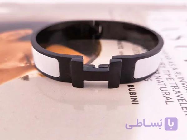 دستبند هرمس سفید مشکی کد 11152 — تصویر 1