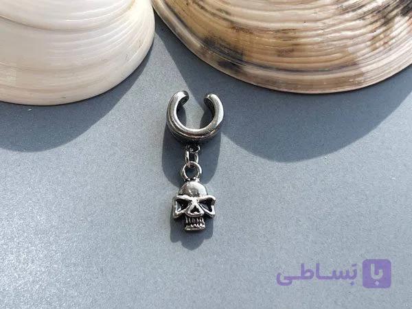 پیرسینگ گوش اسکلت نقره ای