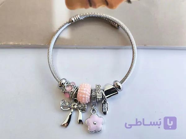دستبند پاندورا پاپیونی نقره ای دخترانه کد 10633 — تصویر 1