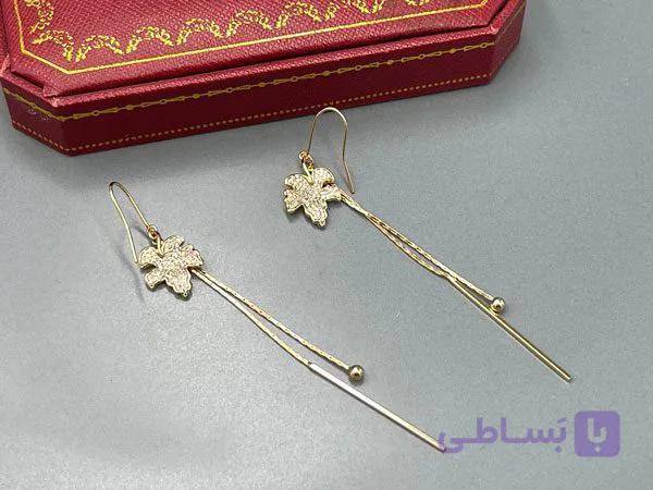 گوشواره طرح برگ با آویز بلند — تصویر 1