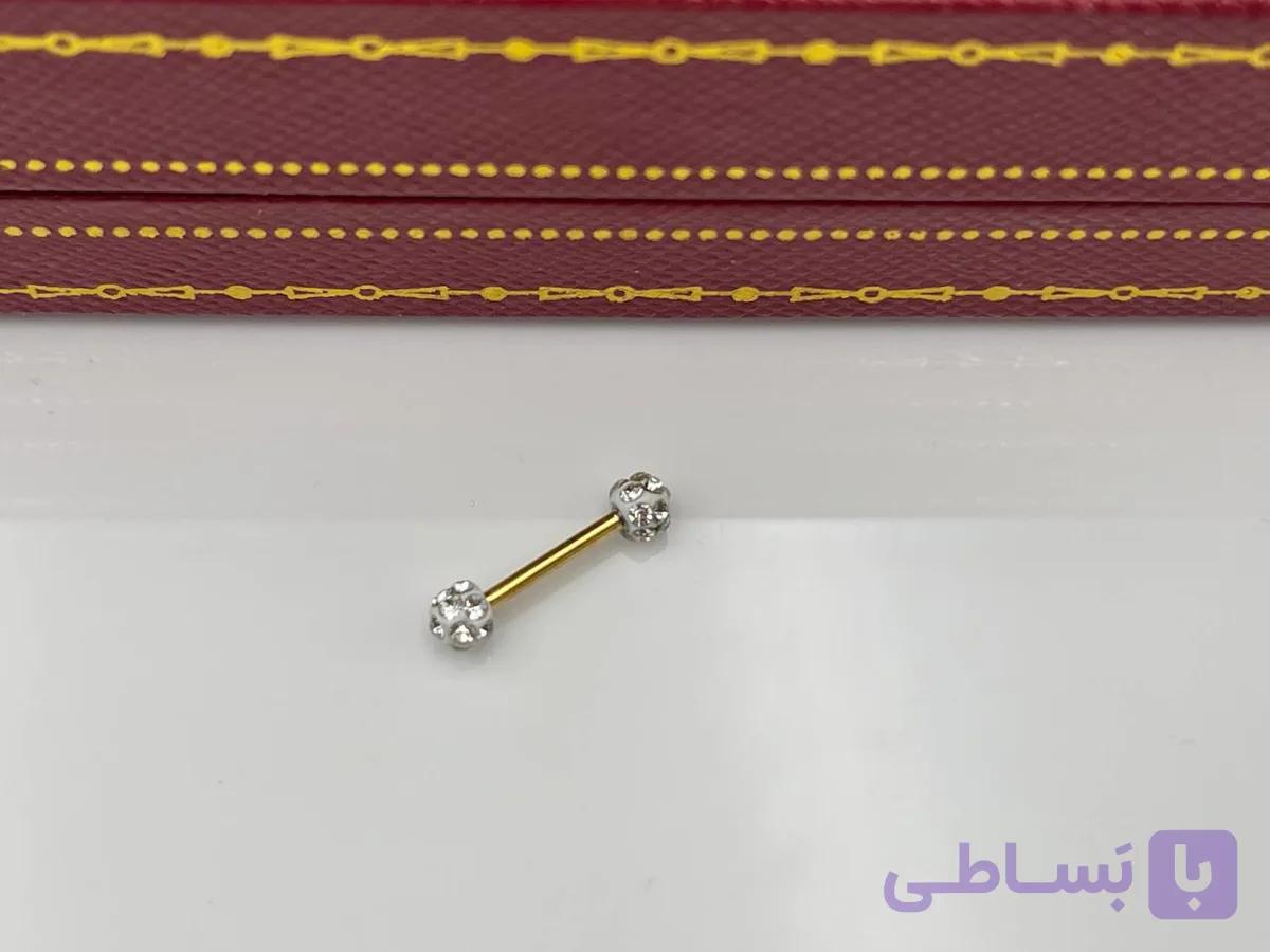پیرسینگ گوش دو سر توپی نگین دار — تصویر 1