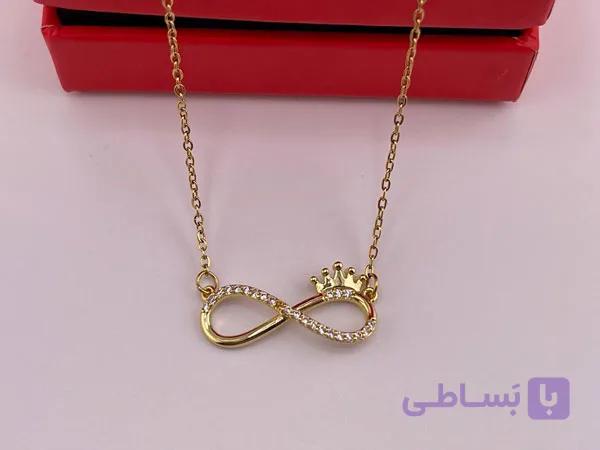 گردنبند طرح اینفینیتی و تاج — تصویر 1