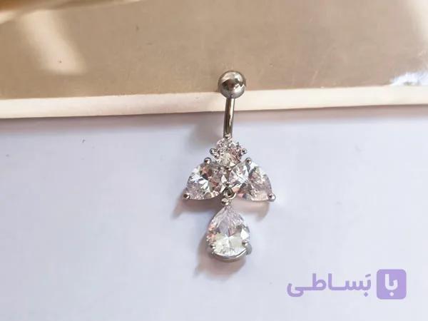 پیرسینگ ناف استیل آویز اشکی — تصویر 1