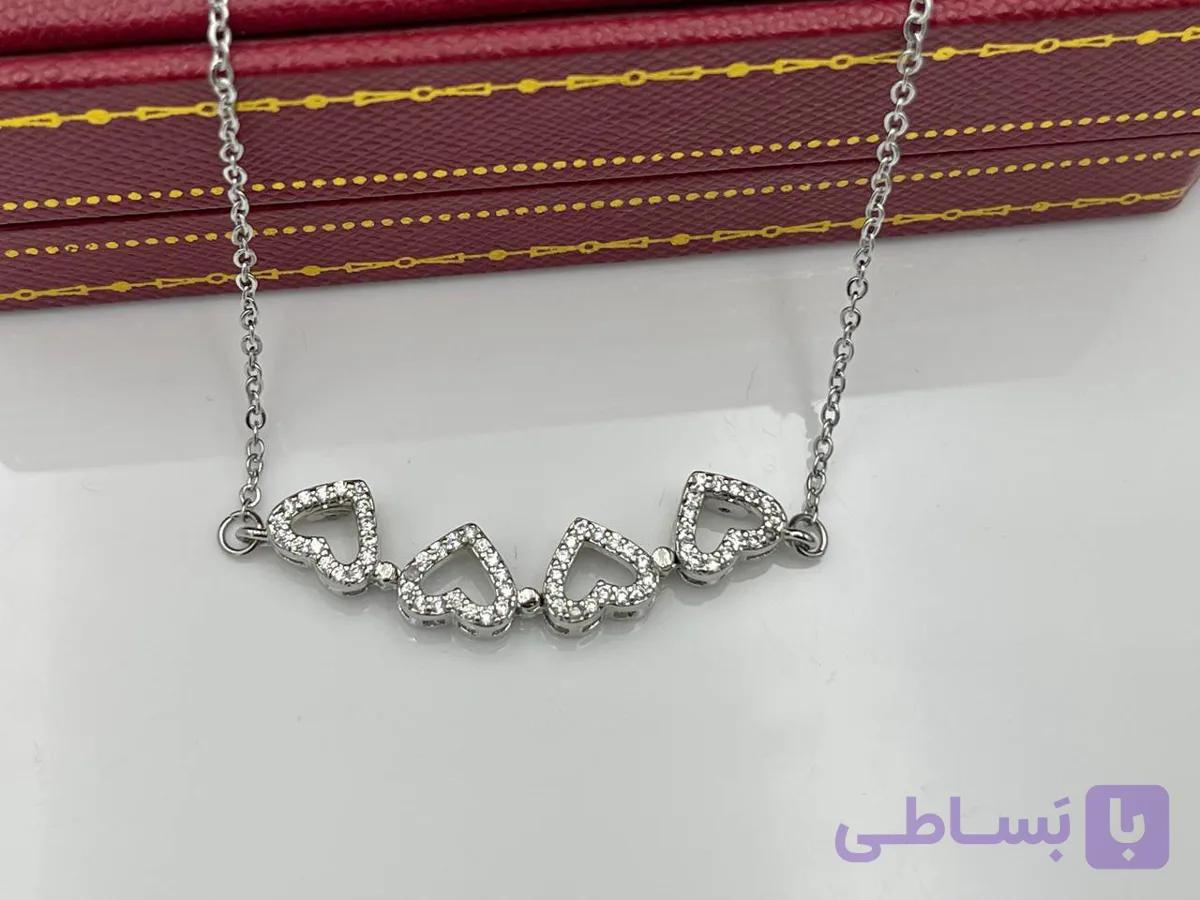 گردنبند طرح قلب بازشو نقره ای — تصویر 1