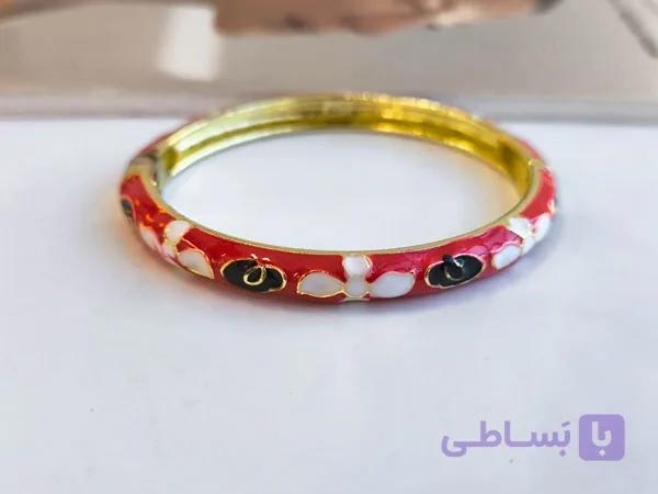 دستبند مینا کاری گل سفید کد 10357 — تصویر 1