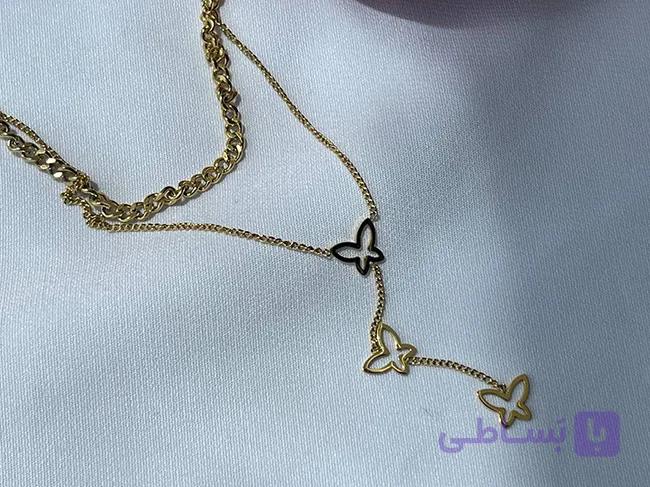 گردنبند دو لاین پروانه ای — تصویر 1