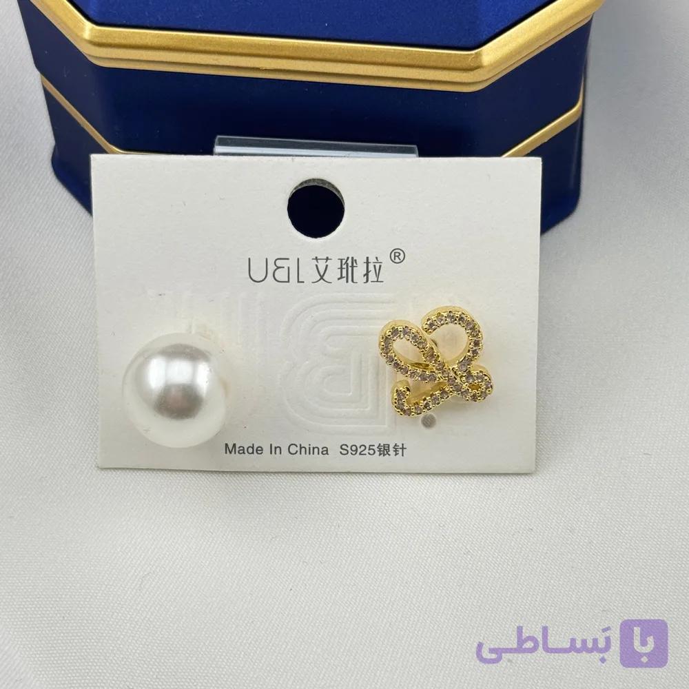 گوشواره نامتقارن مروارید و پاپیون — تصویر 1