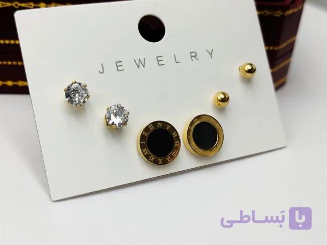 پک گوشواره بولگاری گوی و نگین کد go112 — تصویر 1