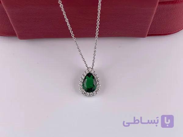 گردنبند اشکی نگین سبز — تصویر 1
