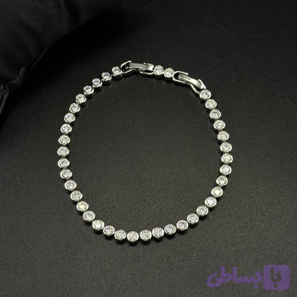 دستبند تنیسی مینیمال نقره‌ای دایره‌ای مدرن ژوپینگ — تصویر 1