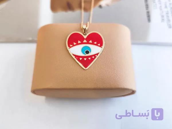 گردنبند قلب چشم نظر رنگ ثابت کد 11012 — تصویر 1