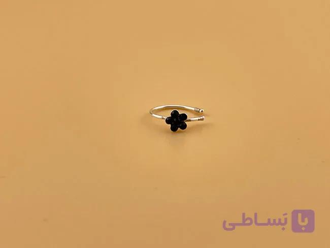 پیرسینگ بینی فیک گل مشکی حلقه ای