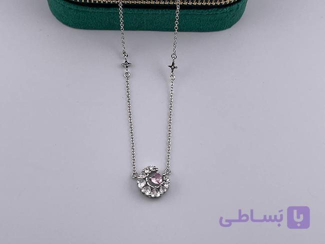 گردنبند خاص با تک نگین صورتی — تصویر 1