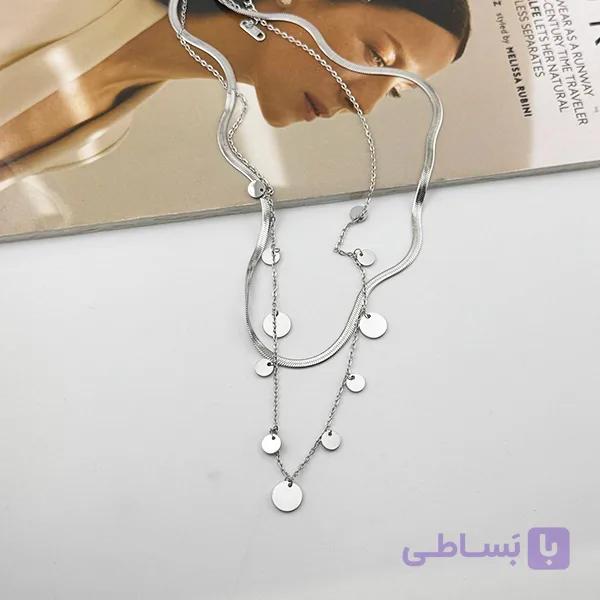 گردنبند نقره‌ای دولاین سکه‌ای و ماری — تصویر 1