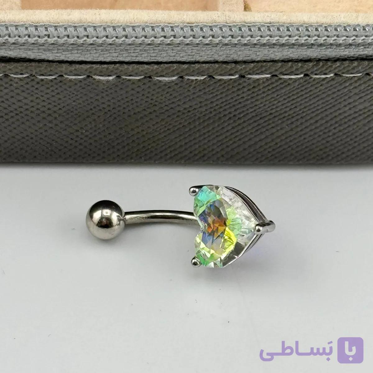 پیرسینگ ناف قلب هفت رنگ — تصویر 1