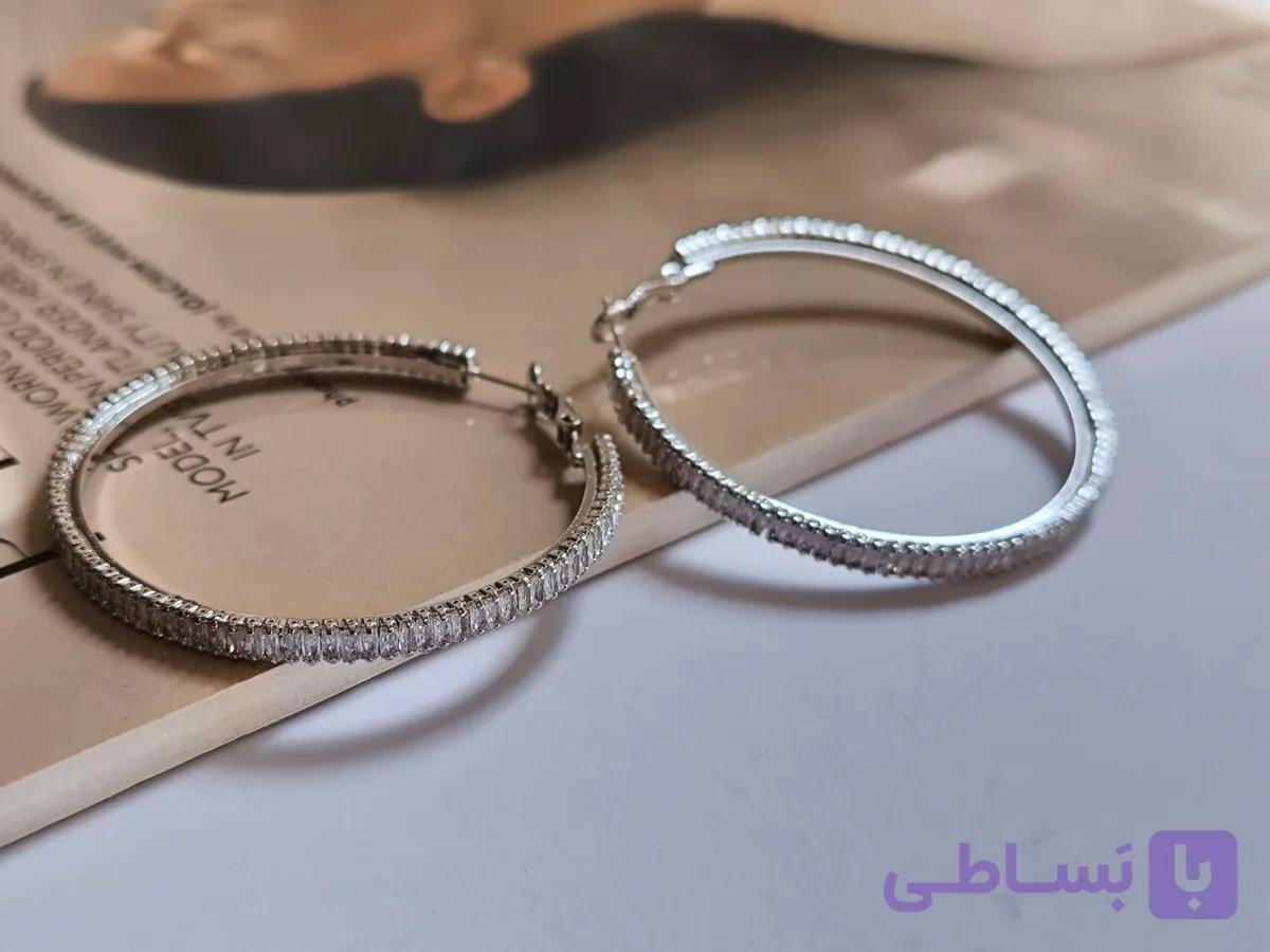 گوشواره تنیسی حلقه ای استیل رنگ ثابت — تصویر 1