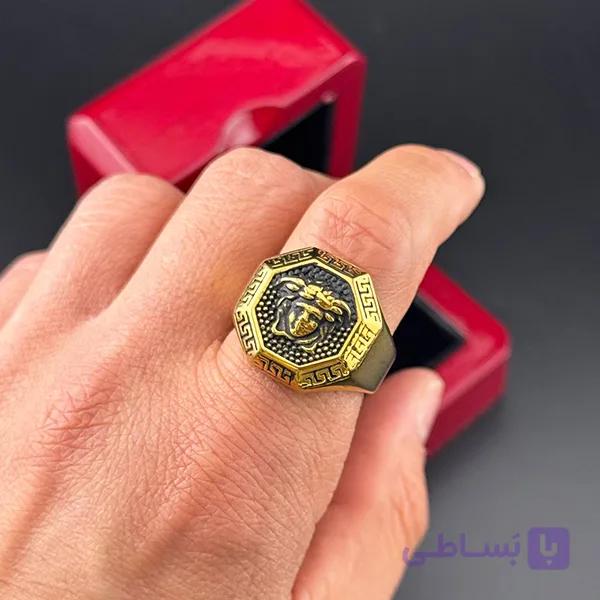 انگشتر مردانه طلایی ورساچه طرح مدوسا (Versace) — تصویر 1