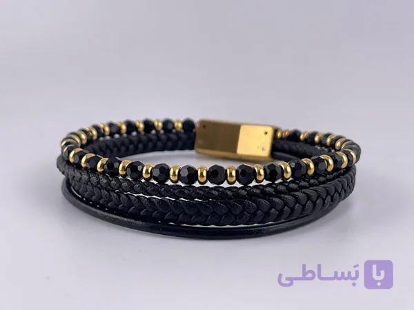 دستبند چرم چهار لاین با قفل کارتیر — تصویر 1