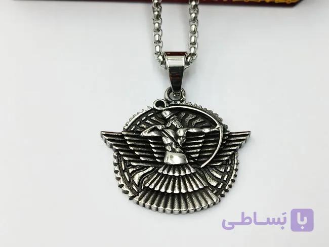 گردنبند طرح فروهر سیاه قلم کد ga61 — تصویر 1