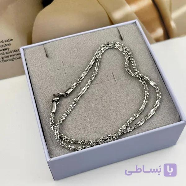 زنجیر نقره‌ای بافت طنابی درشت — تصویر 1