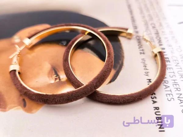 گوشواره حلقه ای قهوه ای زنانه خاص کد 11211 — تصویر 1