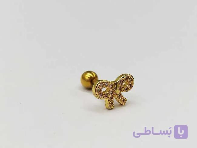 پیرسینگ گوش پاپیون نگین دار طلایی — تصویر 1