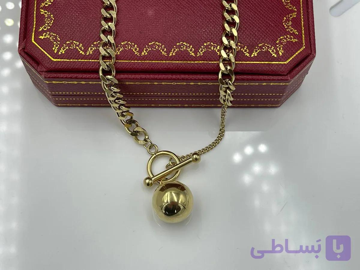 گردنبند کارتیر آویز گوی و قفل T — تصویر 1