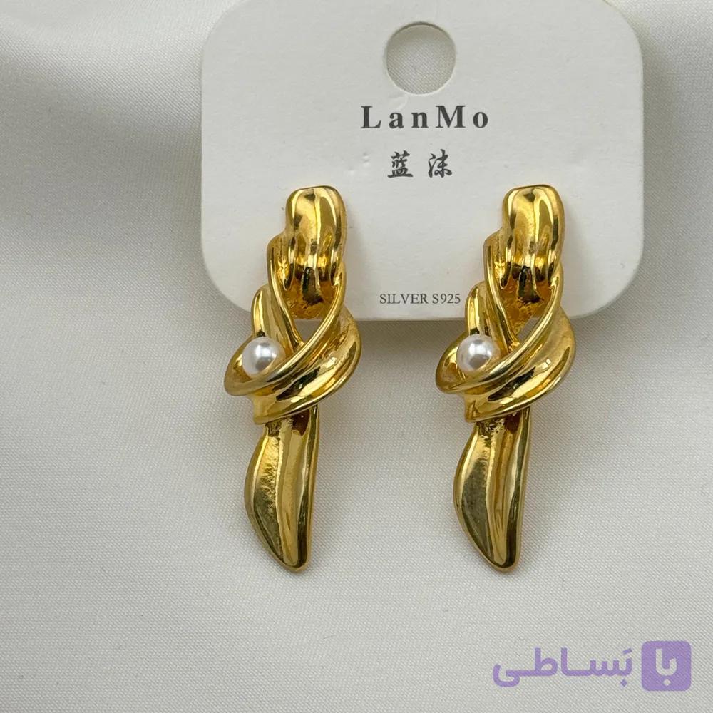 گوشواره مدرن مینیمال مروارید دار — تصویر 1