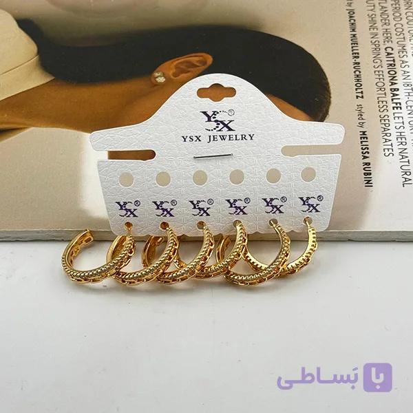 گوشواره زنجیری طلایی طرح حلقه ای — تصویر 1