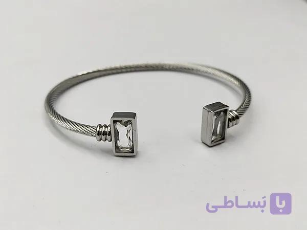 دستبند زنانه دو سر نگين مستطيلي با قابليت تنظيم سايز کد H05 — تصویر 1