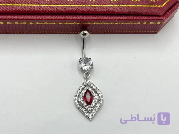 پیرسینگ ناف کریستال قرمز — تصویر 1