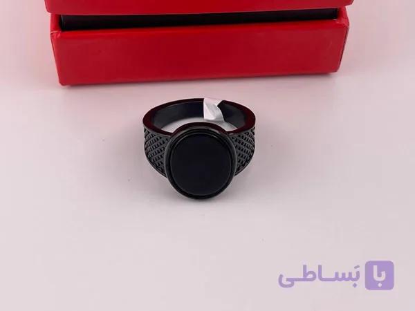 انگشتر مردانه طراحی ساده با سنگ مشکی — تصویر 1