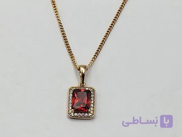 گردنبند زنانه كريستال قرمز ژوپينگ کد A03 — تصویر 1