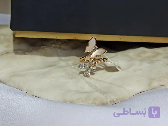 انگشتر نگین صدفی پروانه برند ژوپینگ