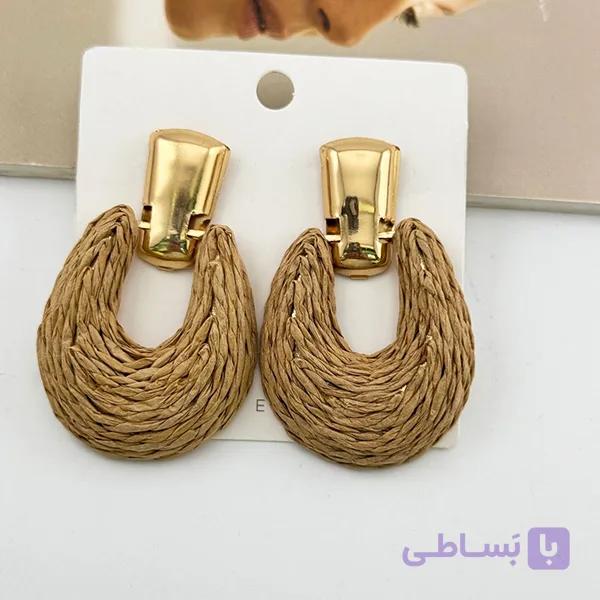 گوشواره حصیری طلایی مدرن — تصویر 1