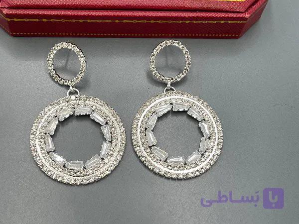 گوشواره حلقه ای کریستالی — تصویر 1