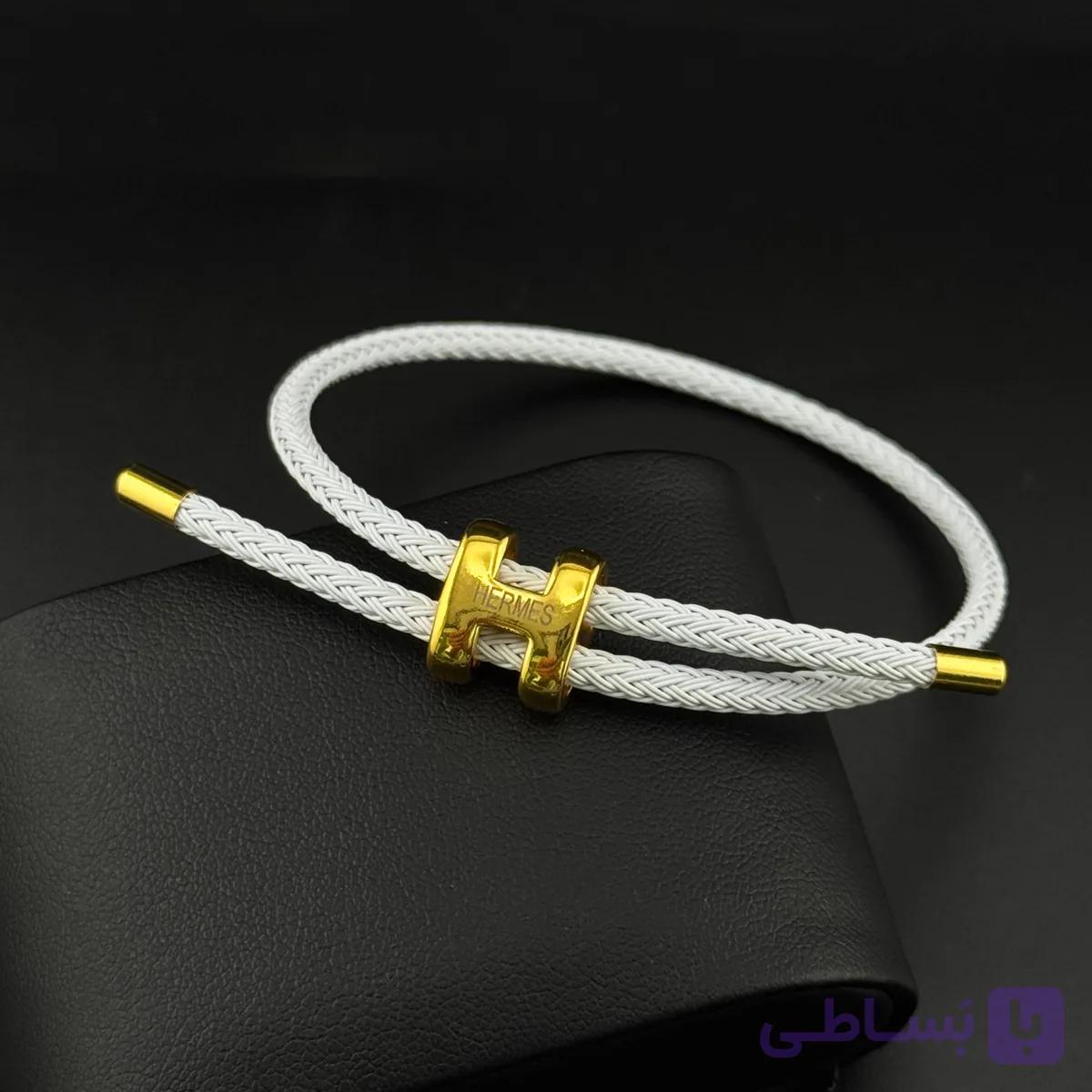 دستبند مردانه هرمس سفید سایز مدیوم و اسمال — تصویر 1