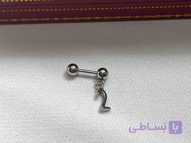 پیرسینگ گوش طرح عدد 2 نقره ای