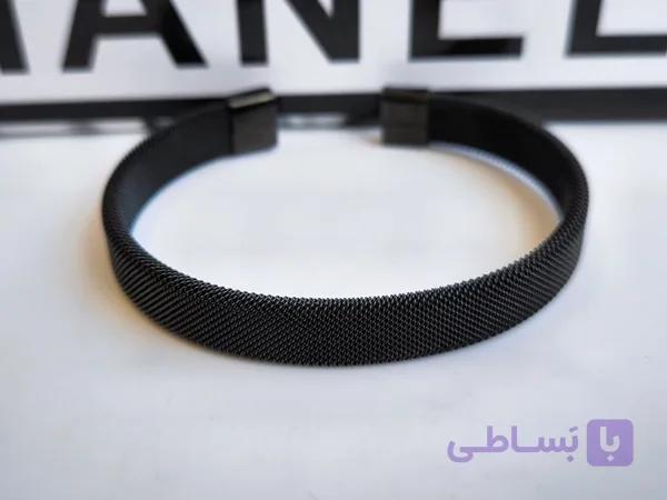 دستبند مردانه حصیری مشکی کد 10695 — تصویر 1