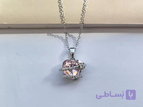 گردنبند قلب کریستالی دخترانه کد 10427 — تصویر 1