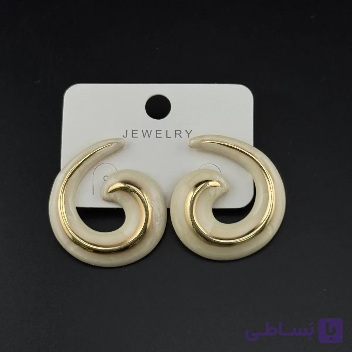 گوشواره مارپیچ شیری و طلایی — تصویر 1