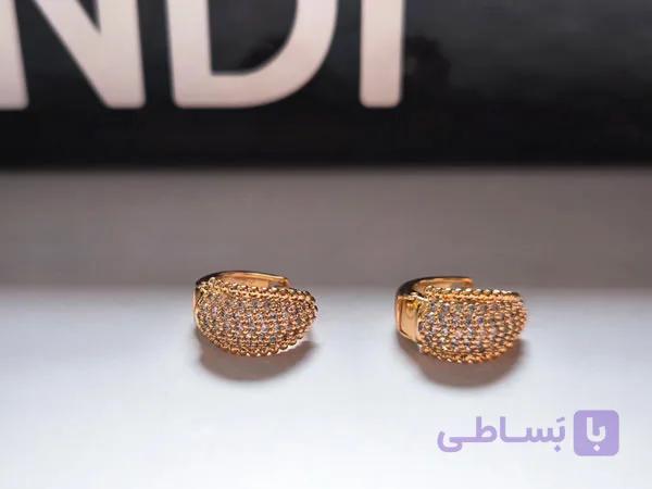 گوشواره حلقه ای نگینی ژوپینگ کد 10510 — تصویر 1