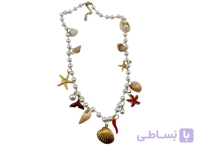 گردنبند مرواریدی با آویزهای دریایی و صدفی — تصویر 1