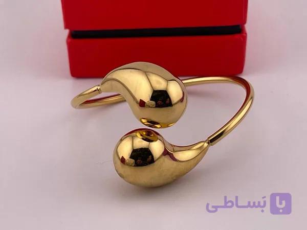 دستبند مینیمال طرح اشکی طلایی — تصویر 1