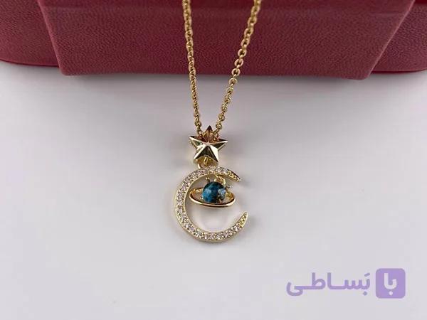 گردنبند سیاره زحل با طرح ماه و ستاره — تصویر 1