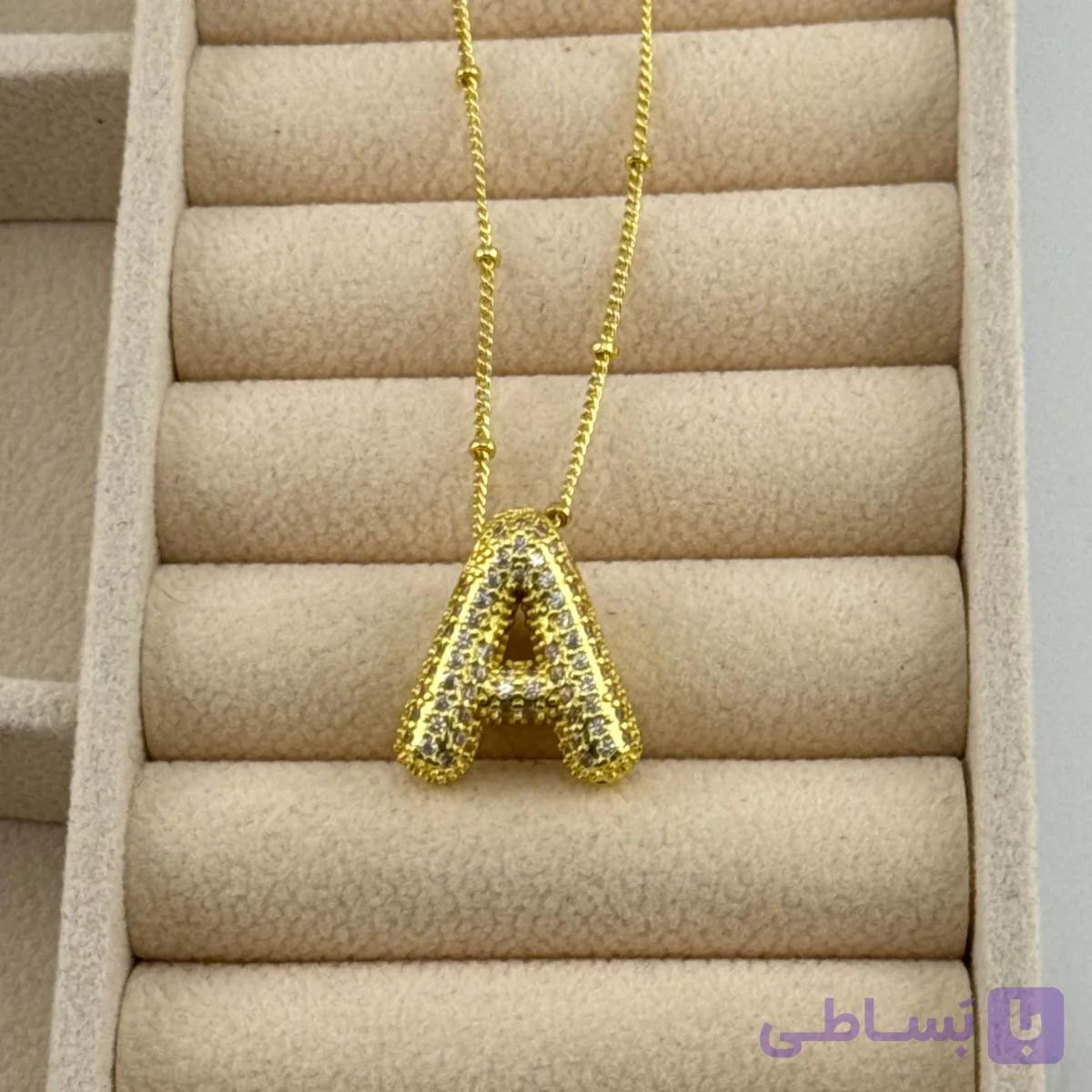 گردنبند حرف A طلایی — تصویر 1